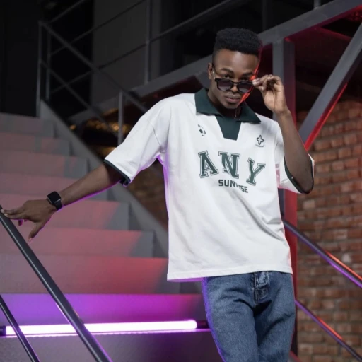 تیشرت مردانه یقه دار باکسی پارچه ماکان نفیس